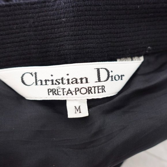 CHRISTIAN DIOR Skirt XS Black Midi Pleated Wool Silk Luxury Pret A Porter $1,850 - Picture 3 of 14